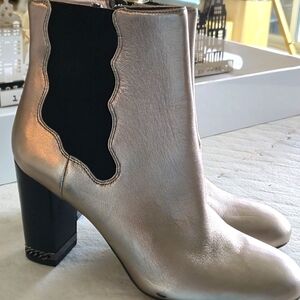 Preston York metallic ankle boots 3.5 inch heel color pewter